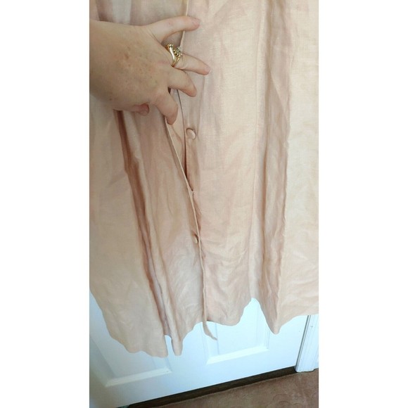 Clifford And Wills Women's Linen Maxi Dress 8 Ivory Tan Button Up Sleeveless - Picture 6 of 9
